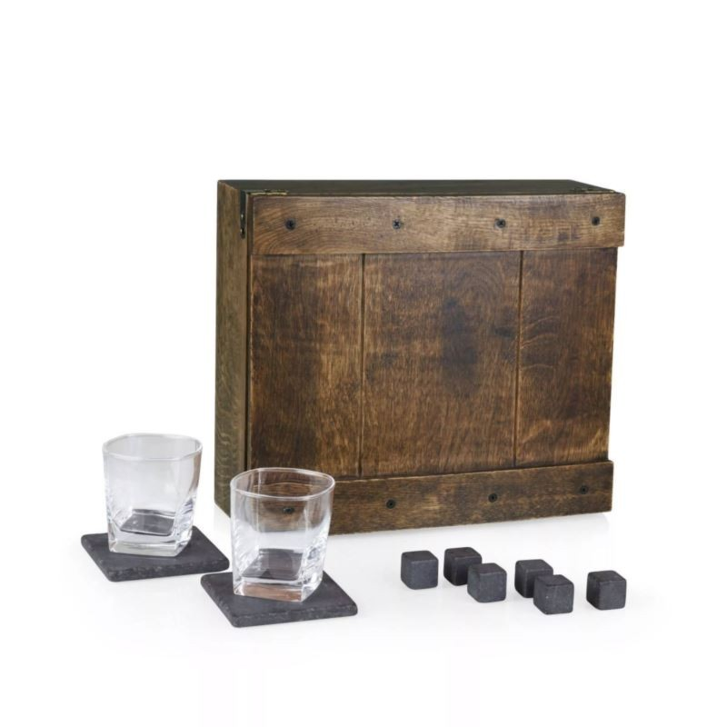 WHISKEY BOX GIFT SET - OAK WOOD